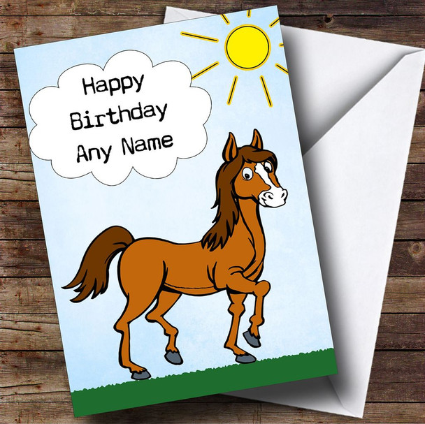 Chestnut Ginger Horse White Blaze Customised Birthday Card