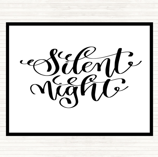 White Black Christmas Silent Night Quote Placemat