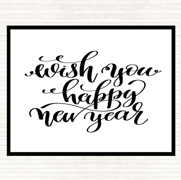 White Black Christmas Wish Happy New Year Quote Placemat