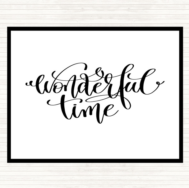 White Black Christmas Wonderful Time Quote Placemat