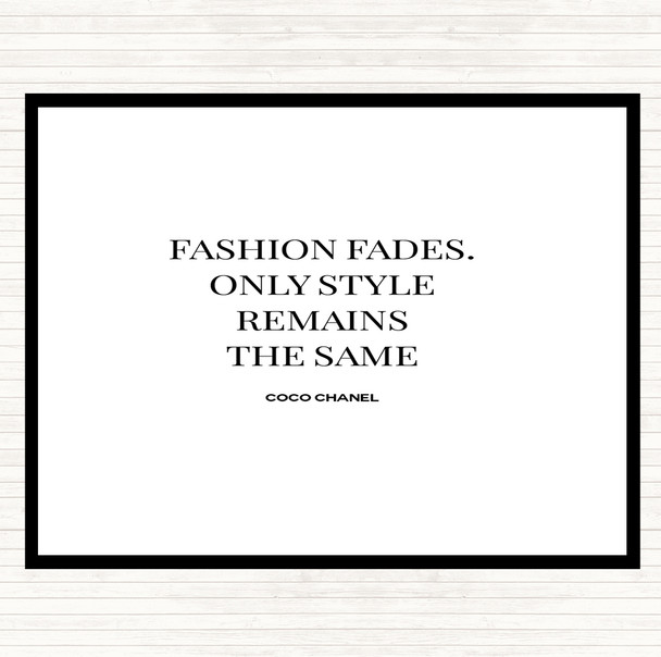 White Black Coco Chanel Fashion Fades Quote Placemat