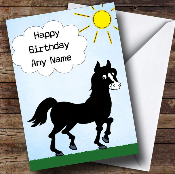 Black Horse White Blaze Customised Birthday Card