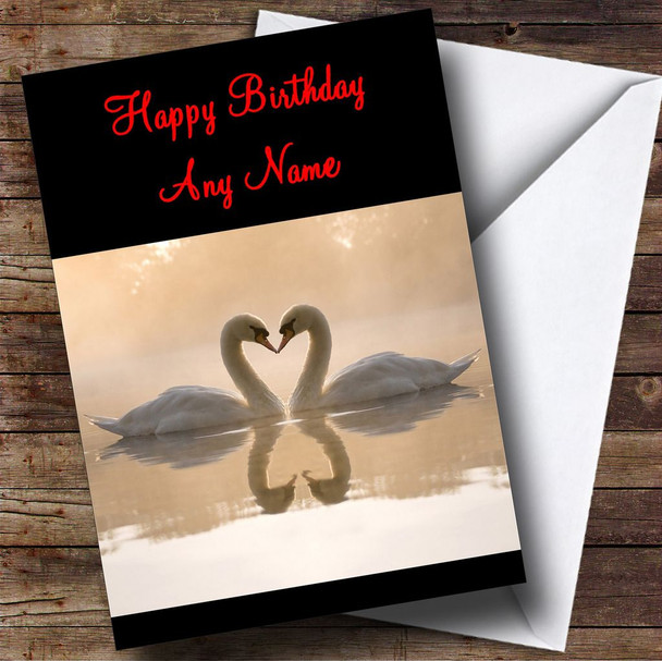 Romantic Swans Customised Birthday Card