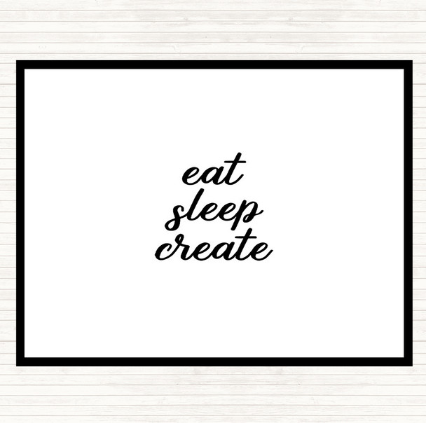 White Black Eat Sleep Quote Placemat