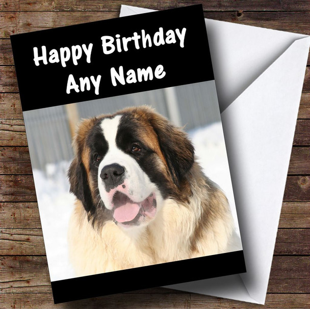 St Bernard Dog Customised Birthday Card