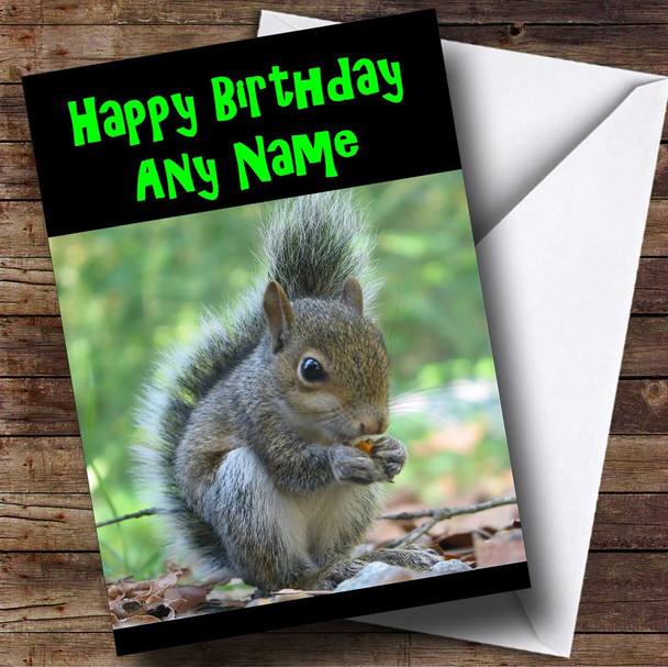 Grey Squirrel Customised Birthday Card