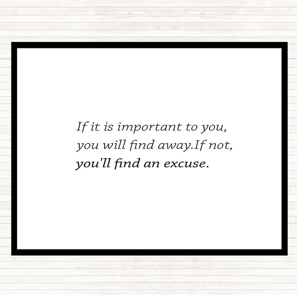 White Black Find A Way Quote Placemat
