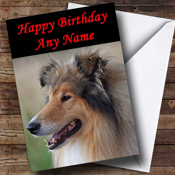 Rough Collie Dog Customised Birthday Card
