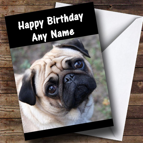 Sweet Little Pug Customised Birthday Card