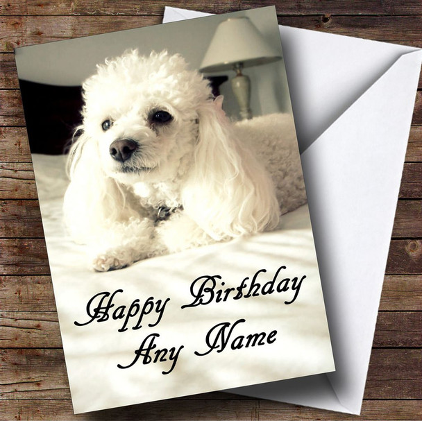 White Poodle Customised Birthday Card