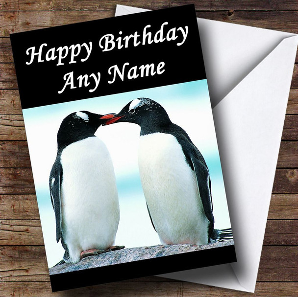 Kissing Penguins Customised Birthday Card
