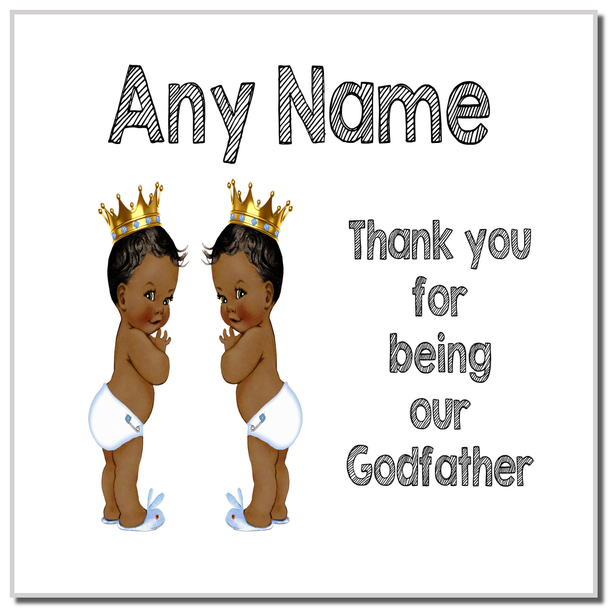 Baby Twin Black Boys Godfather Thank You Placemat