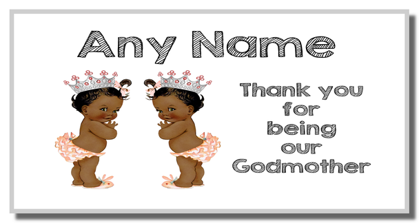 Baby Twin Black Girls Godmother Thank You Placemat