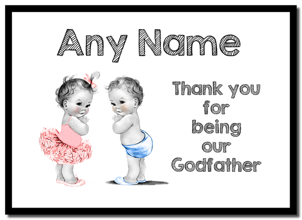 Baby Twin Boy & Girl Godfather Thank You Placemat