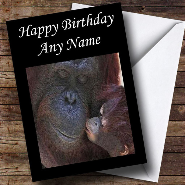 Orangutan Mum & Baby Customised Birthday Card