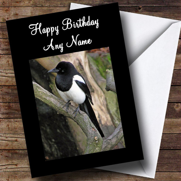 Magpie Bird Customised Birthday Card