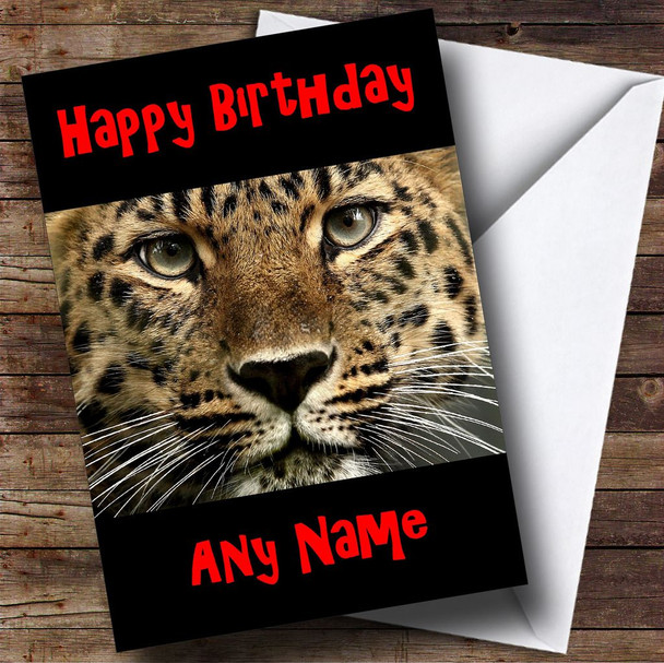 Stunning Leopard Face Customised Birthday Card