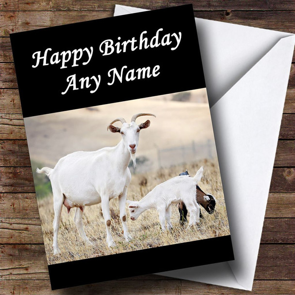 Goat & Baby Customised Birthday Card