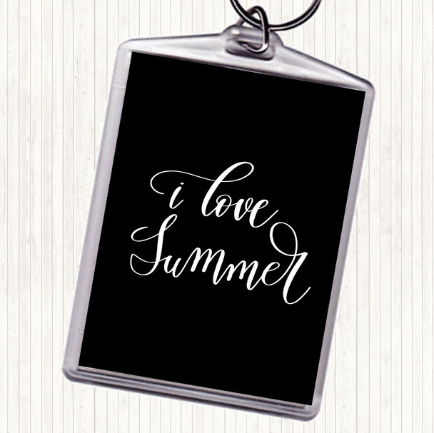 Black White I Love Summer Quote Keyring