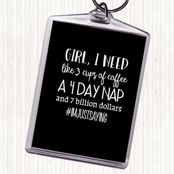 Black White I'm Just Saying Quote Keyring