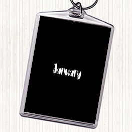 Black White January Quote Keyring