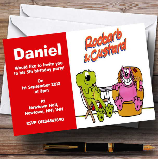 Roobarb Custard Customised Children's Birthday Party Invitations