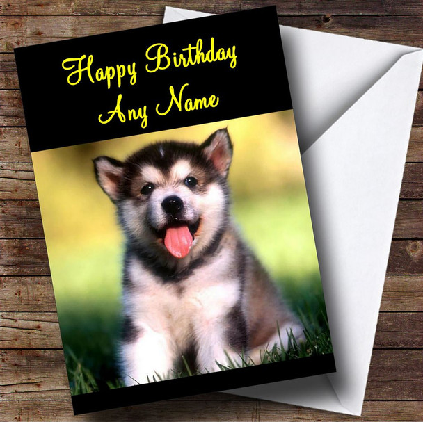 Alaskan Malamute Puppy Customised Birthday Card