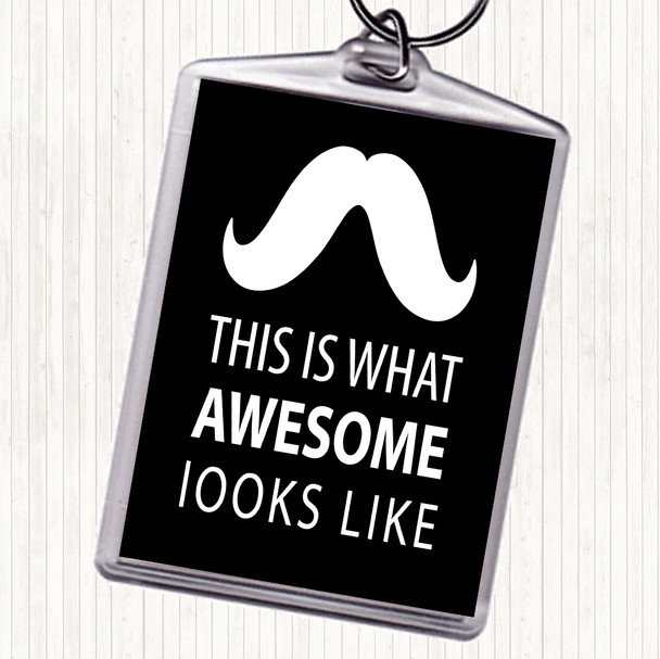 Black White Mustache Quote Keyring Black White Mustache Quote Keyring