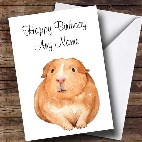 Cute Watercolour Guinea Pig Customised Birthday Card