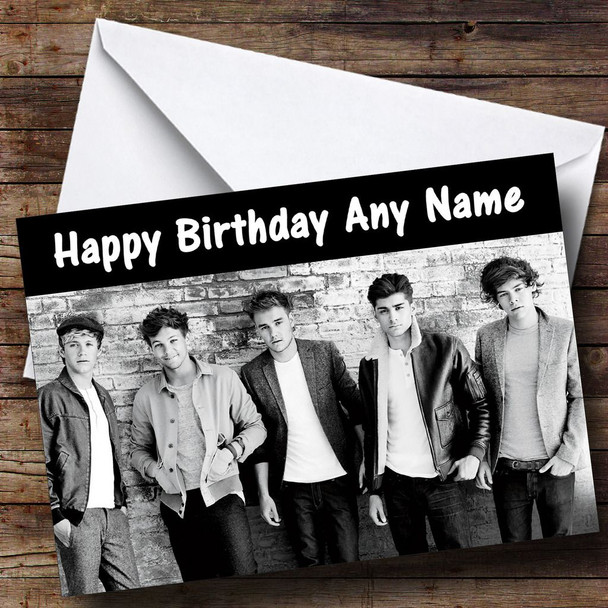 Black & White One Direction Customised Birthday Card