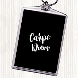 Black White Carpe Diem Quote Keyring