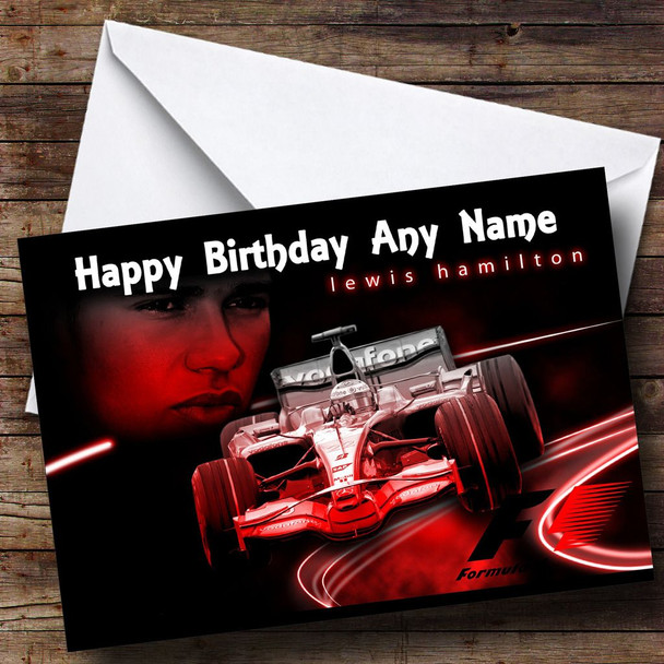 Lewis Hamilton Old Car Customised Birthday Card