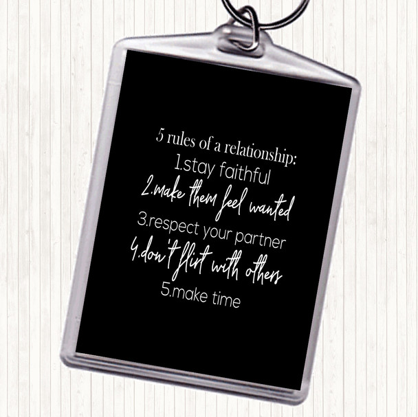 Black White 5 Rules Quote Keyring