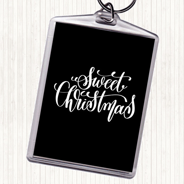 Black White Christmas Sweet Xmas Quote Keyring