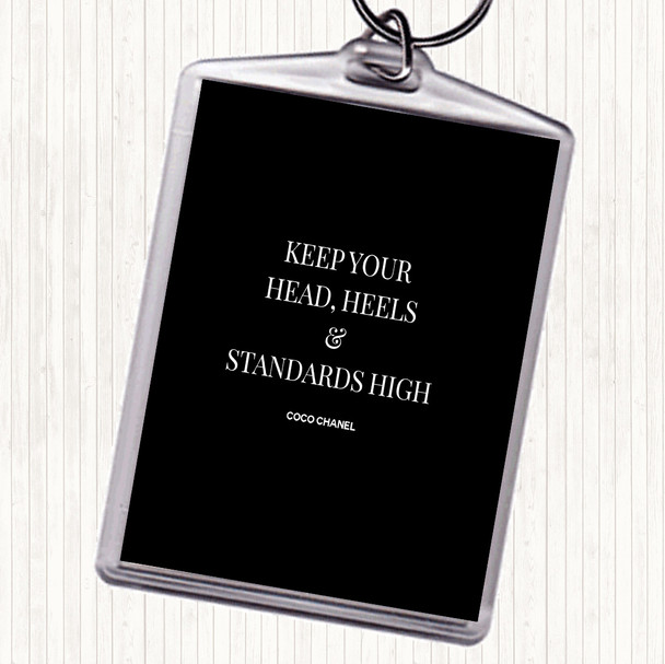 Black White Coco Chanel High Standard & Heels Quote Keyring