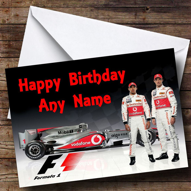 Jensen Button & Lewis Hamilton Formula One Customised Birthday Card