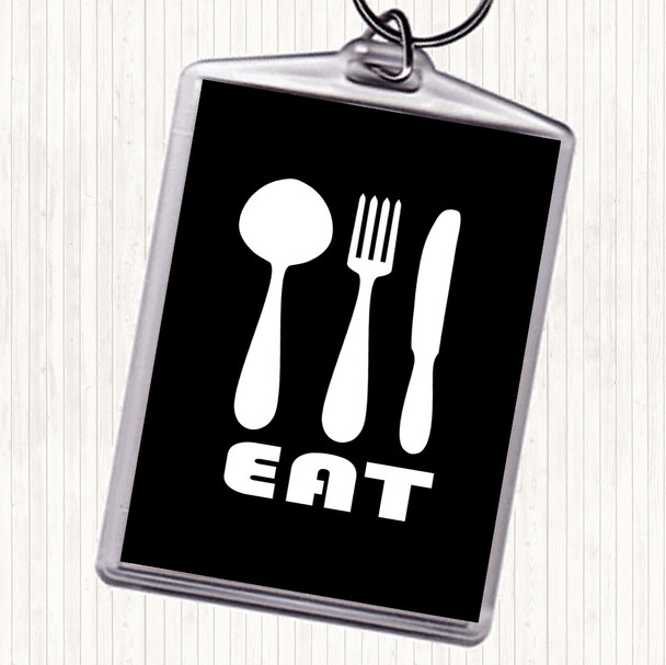 Black White Eat Quote Keyring