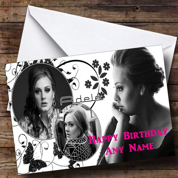 Adele Black & White Customised Birthday Card