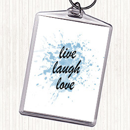 Blue White Live Laugh Inspirational Quote Keyring