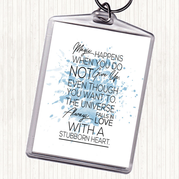 Blue White Magic Happens Inspirational Quote Keyring