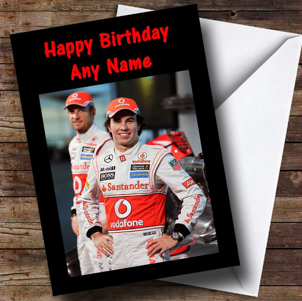 Formula One Sergio Perez & Jensen Button Customised Birthday Card