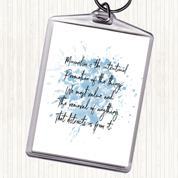 Blue White Minimalism Inspirational Quote Keyring