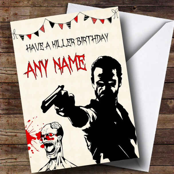 Killer Rick Grimes The Walking Dead Customised Birthday Card