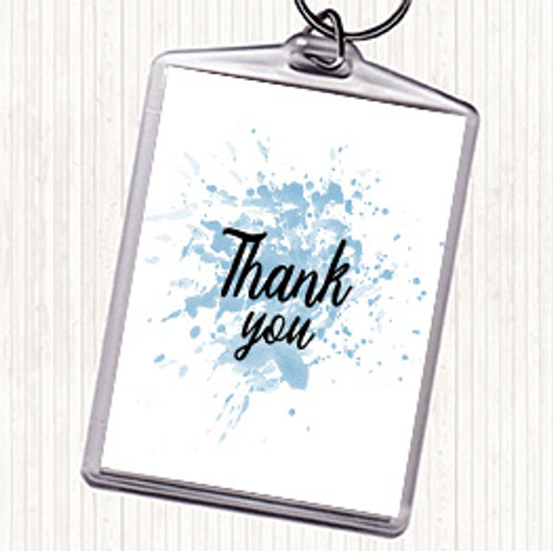 Blue White Thank You Inspirational Quote Keyring