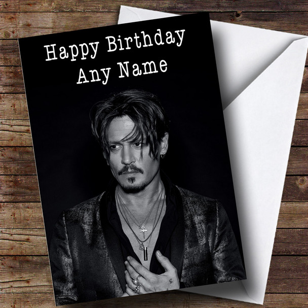 Customised Johnny Depp Black & White Celebrity Birthday Card