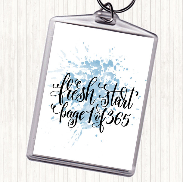 Blue White Christmas Fresh Start Inspirational Quote Keyring