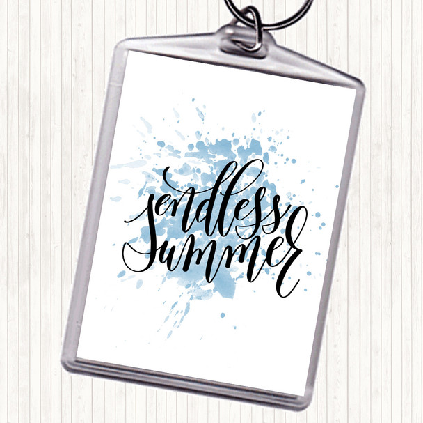 Blue White Endless Summer Inspirational Quote Keyring