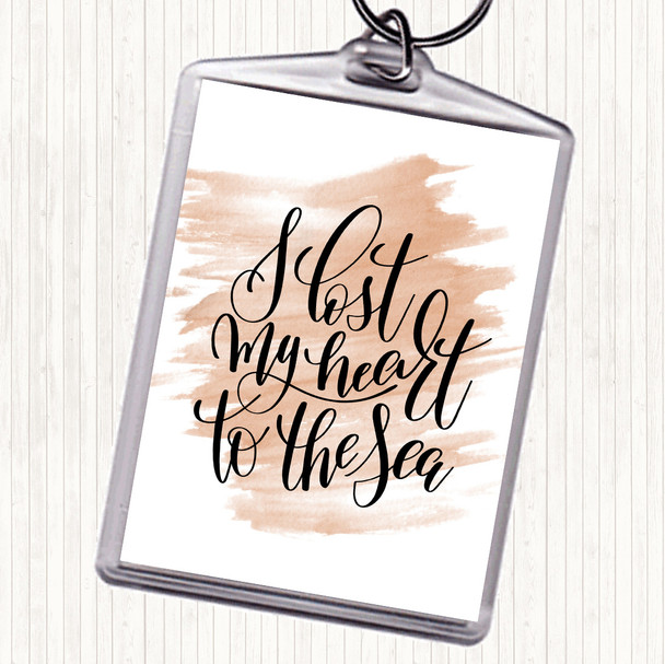 Watercolour I Lost My Heart To The Sea Quote Keyring