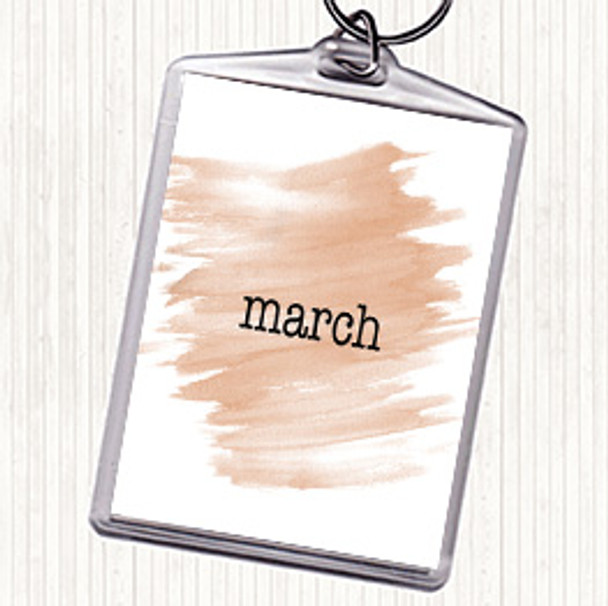 Watercolour March Quote Keyring