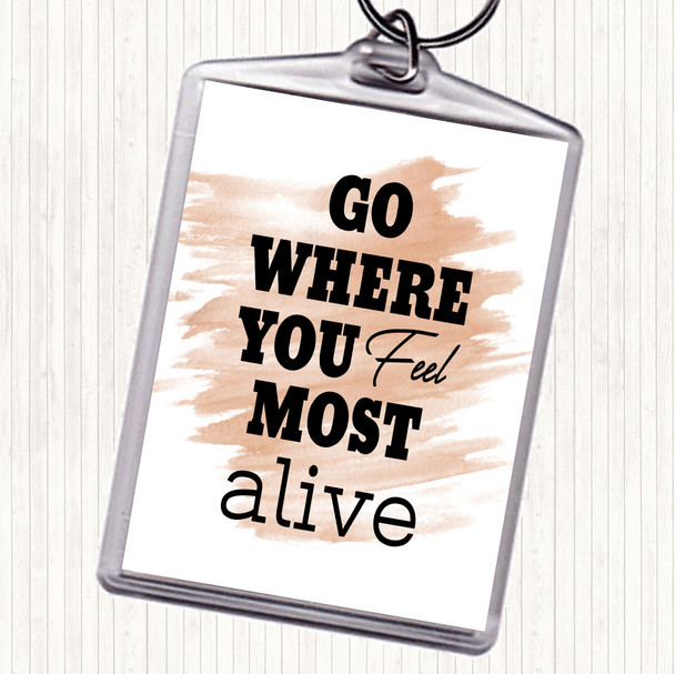 Watercolour Most Alive Quote Keyring